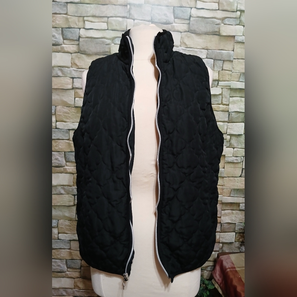 Jason Maxwell Black Quilted Vest Large Outdoor Cozy Cottagecore - Picture 2 of 6